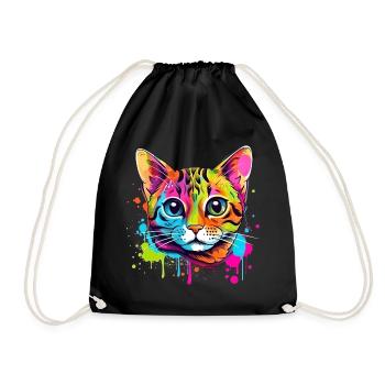 Streetstyle Katze Graffiti Kunst Streetart - Turnbeutel - Schwarz - Vorne