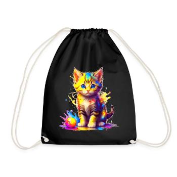 Colorful Kitty - Drawstring Bag - black - Front