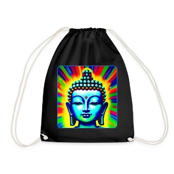 Buddha Gesicht in Chakra Farben - Turnbeutel - Schwarz - Vorne