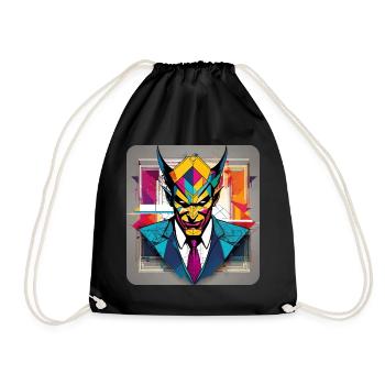 Diable coloré avec costume et cravate dans un style rétro - Sac de sport léger - noir - Devant