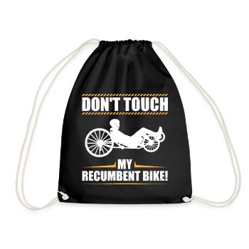 Frag mich nach meinem Liegerad | Radsport Geschenk - Turnbeutel - Schwarz - Vorne