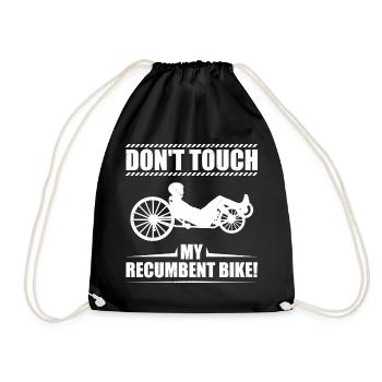Liegefahrrad fahren | Liegerad Kurzlieger Geschenk - Turnbeutel - Schwarz - Vorne