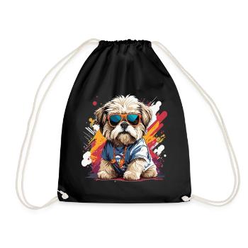 Shih Tzu mignon chien cool mignon - Sac de sport léger - noir - Devant