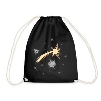 xmas Sterne Sternschnuppe Schnee Symbol Weihnacht - Turnbeutel - Schwarz - Vorne
