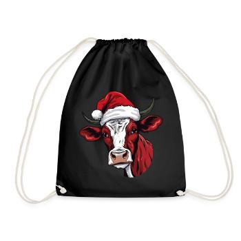 Tête d’animal de Noël de vache - Sac de sport léger - noir - Devant
