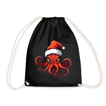 Oktopus Krake Weihnachten Tier - Turnbeutel - Schwarz - Vorne