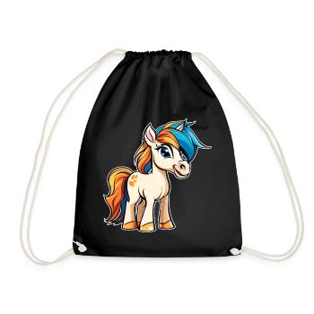 Niedliches kleines Pony Pferd - Turnbeutel - Schwarz - Vorne