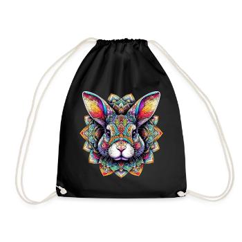Hase mit Mandalas verziert - Turnbeutel - Schwarz - Vorne