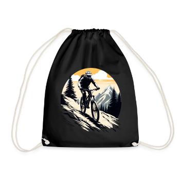 mountain biker, bicycle, mountains, outdoor, sport - Drawstring Bag - black - Front