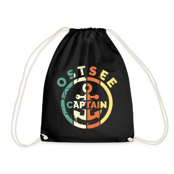Ostsee captain retro Anker Meer Logo benutzt alt - Turnbeutel - Schwarz - Vorne