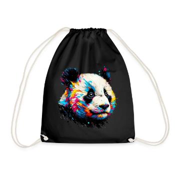 Panda - Turnbeutel - Schwarz - Vorne