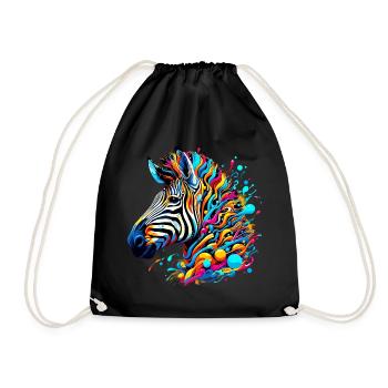 Zebra - Turnbeutel - Schwarz - Vorne