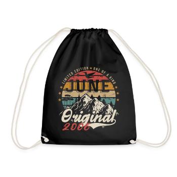 June 2006 Birthday June 2006 Gift June 2006 - Drawstring Bag - black - Front