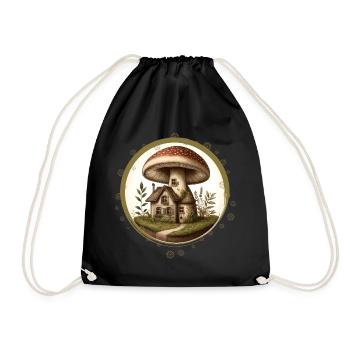 Conception d’un champignon comme une maison de conte de fées dans la forêt - Sac de sport léger - noir - Devant