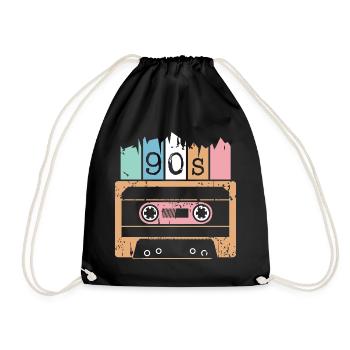 Kassette Musik 90s 1990er used look Klassiker Logo - Turnbeutel - Schwarz - Vorne