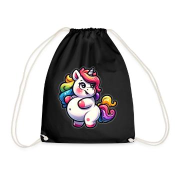 Colorful unicorn cuddly design - Drawstring Bag - black - Front