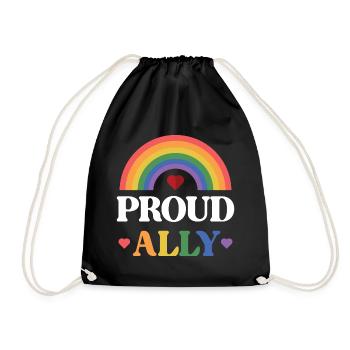 LGBTQ Pride Month - Proud Ally - Drawstring Bag - black - Front