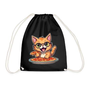 Le chat adore la pizza - Sac de sport léger - noir - Devant
