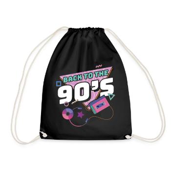 90er Jahre 90s Retro Geschenk - Turnbeutel - Schwarz - Vorne