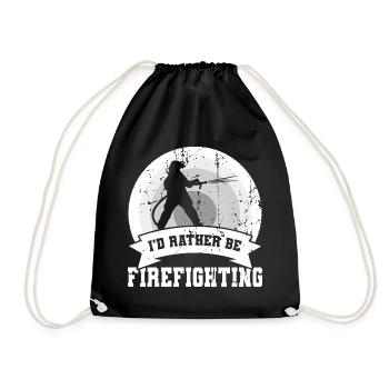 I'd rather be in the fire department - Drawstring Bag - black - Front