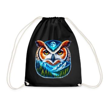 Owl - Drawstring Bag - black - Front