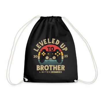 Promoted to Brother 2025 - Drawstring Bag - black - Front