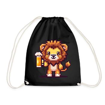 Löwe Pixel Bier - Turnbeutel - Schwarz - Vorne