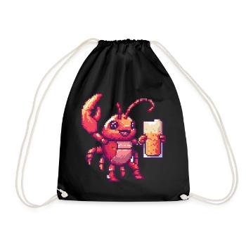 Crabe de homard Pixel Beer - Sac de sport léger - noir - Devant