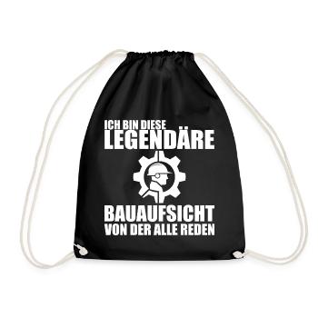 Bauleitung Baustelle Bauleiter Bauaufsicht - Turnbeutel - Schwarz - Vorne