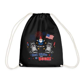 Raccoon 4th of July Fireworks Party - Drawstring Bag - black - Front