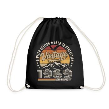 1969 Gift 56th Anniversary 1969 Vintage 1969 - Drawstring Bag - black - Front