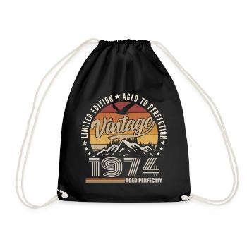 1974 51st Anniversary Gift 1974 Vintage 1974 - Drawstring Bag - black - Front
