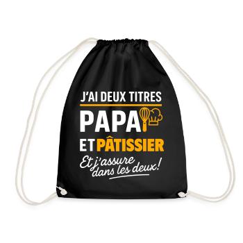 2 titres papa et pâtissier cadeau fête des pères - Sac de sport léger - noir - Devant