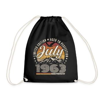 July 1963 62nd Anniversary Gift July 1963 - Drawstring Bag - black - Front