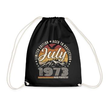 July 1973 52nd Anniversary Gift July 1973 - Drawstring Bag - black - Front