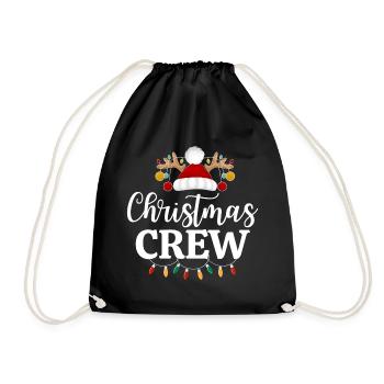 Weihnachtscrew, Festliches Rentier Weihnachtsmann Hut Design - Turnbeutel - Schwarz - Vorne