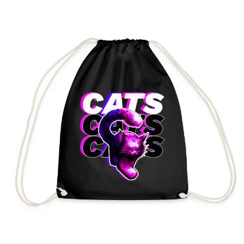 CATS, CATS, CATS · Colorful big cat - Drawstring Bag - black - Front