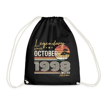 October 1998 Gift - Awesome Since October 1998 - Drawstring Bag - black - Front
