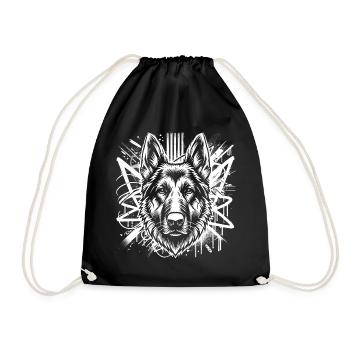 Chien de berger graffiti dans le style street art - Sac de sport léger - noir - Devant