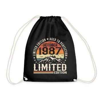Né en octobre 1987 - cadeau millésime Octobre 1987 - Sac de sport léger - noir - Devant