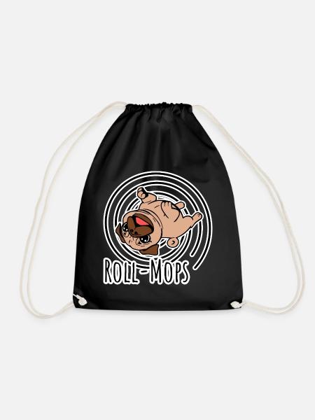 Rollender Mops - Ein Roll-Mops - Turnbeutel - Schwarz