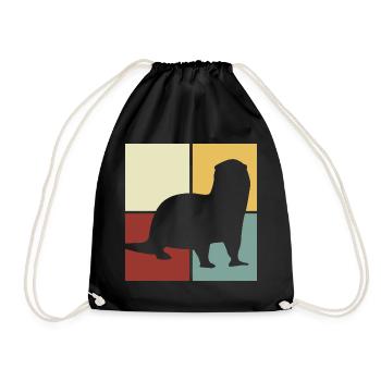 Seeotter Cartoon Tierliebhaber Vintage - Turnbeutel - Schwarz - Vorne