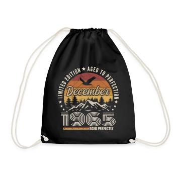 December 1965 Original Edition December Gift - Drawstring Bag - black - Front