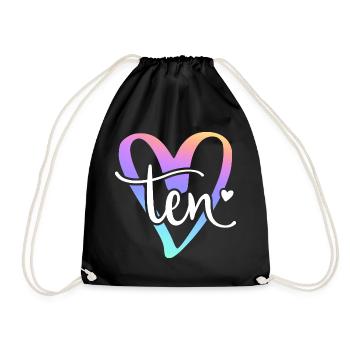 10ème anniversaire Pastel Coeur Lettrage Dix - Sac de sport léger - noir - Devant