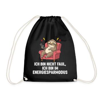 Energy mode sloth in relax - Drawstring Bag - black - Front