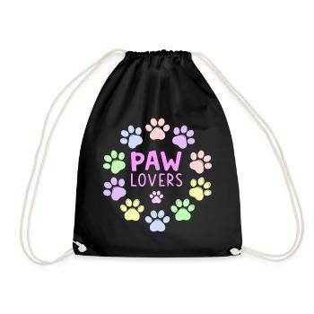 PAW LOVERS Pink Pastel Footprints - Drawstring Bag - black - Front
