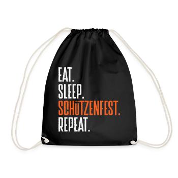Eat Sleep Schützenfest Lustiger Schützenfest - Turnbeutel - Schwarz - Vorne