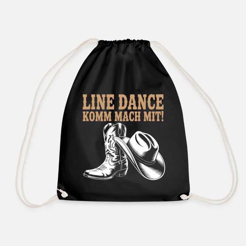 Line Dance Komm mach mit! Cowboyhut Westernstiefel - Turnbeutel - Schwarz