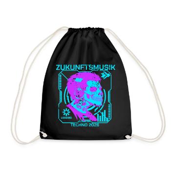 Cool DJ Skull | Techno Musik Kopfhörer Kids Street - Turnbeutel - Schwarz - Vorne