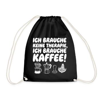 I Need Coffee Saying with Coffee Icons - Drawstring Bag - black - Front